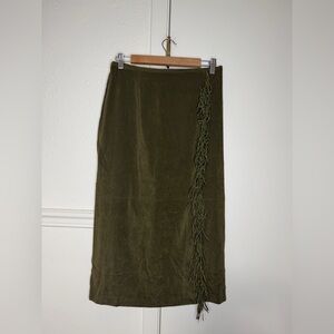 Norton McNaughton Olive Pencil Skirt with Fringe size 10 petite